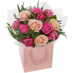 Dozen Pink Roses Flower Bouquet