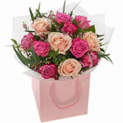 Dozen Pink Roses Flower Bouquet