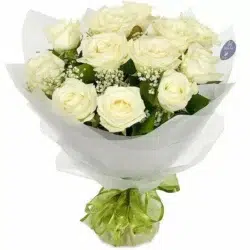 6, 12, 24 White Roses Flower Bouquet