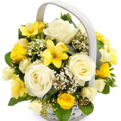 Yellow And White Flower Basket