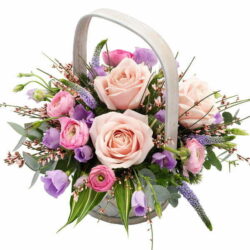 Pink And Mauve Flower Basket