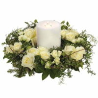 White Rose Wreath And Candle