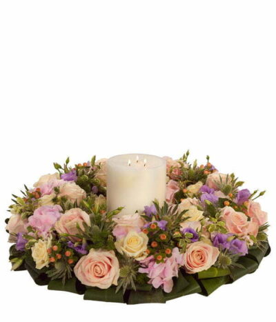Pastel Wreath and Candle Tribute