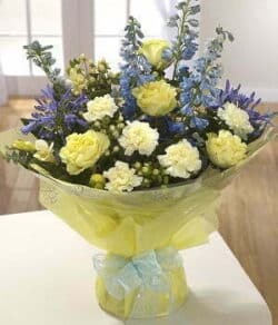 The Walmer Flower Bouquet Hand-tied bouquet with roses, seasonal garden flowers, and lush foliage, inspired by the elegance of Walmer Castle gardens.