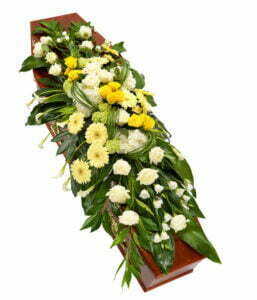 Yellow And White Coffin Spray