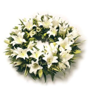 TR13WREPR03SWhite Lily Wreath