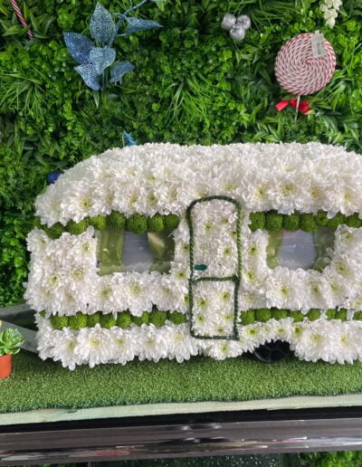 A White And Green Caravan Flower Arrangement