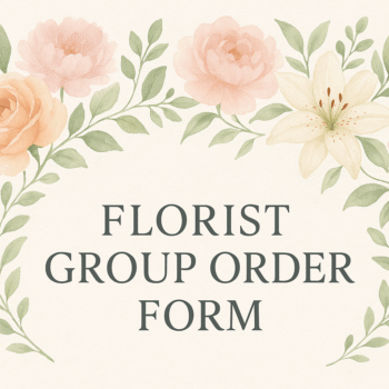 Elegant Header Banner Design For A Florist Group Order Form. Features A Soft Pastel Background With
